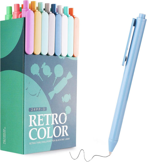 WY WENYUAN 24 Pcs Fine Point Smooth Writing Pens, Personalized Ballpoint Pens for Journaling and Note Taking