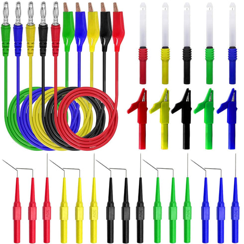 31PCS Back Probe Kit, Banana Plug to Copper Alligator Clips Test Leads with Wire Piercing Probes Set