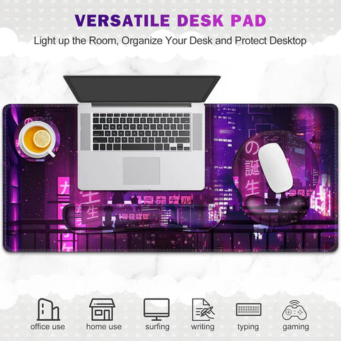 Gaming Mouse Pad, Large Desk Mat, 4in1 XXL Mousepad with Keyboard Wrist Rest, Mouse Wrist Rest, Coaster Set