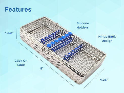 Mesh Cassette Tray Box for Thick Instruments, Tubes, Handpieces, Dental Instruments Labs Organizer for Sterilization