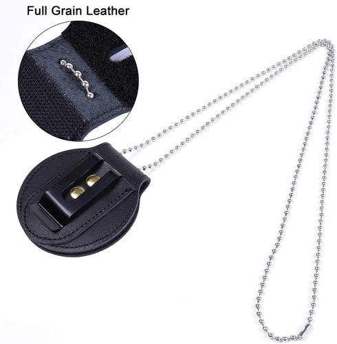 Wisdompro Police Badge Holder, Cowhide Leather Universal Pocket Case with Belt Clip and Hook and Loop Closure