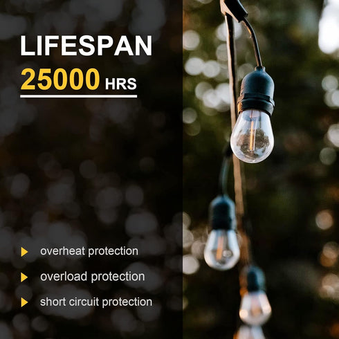 3V Bulbs S14 E26 Bulbs, 1W 100LM 2700K, 15-Pack, Visther DC Low Voltage Solar String Light Replacement, Waterproof LED