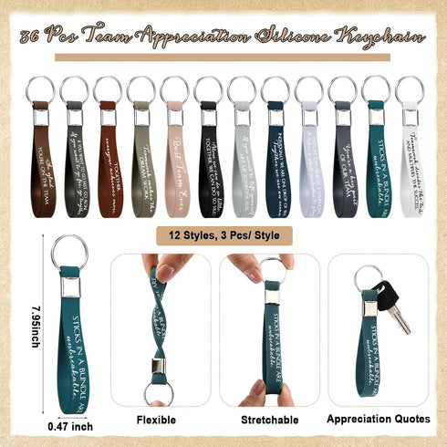 Sayglossy 36 Sets Team Gifts Bulk for Employee Motivational Bamboo Pens with Silicone Keychains Teamwork Bookmarks