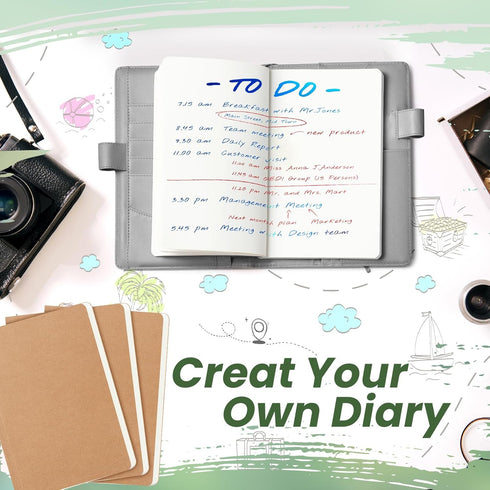 Zhanmai 10 Pcs A5 Journal Refill, Hardcover Notebook Refill 5.5 x 8.2'', 200 Pages, 100 Sheets for Traveler Office