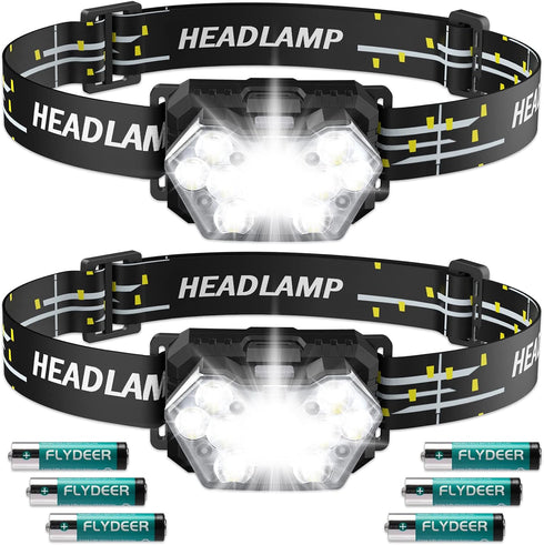 Lsnisni 9 LED Headlamp 2 Pack, 2000 Lumen Super Bright Head Lamp with 6 Modes, IPX5 Waterproof, Lightweight Head