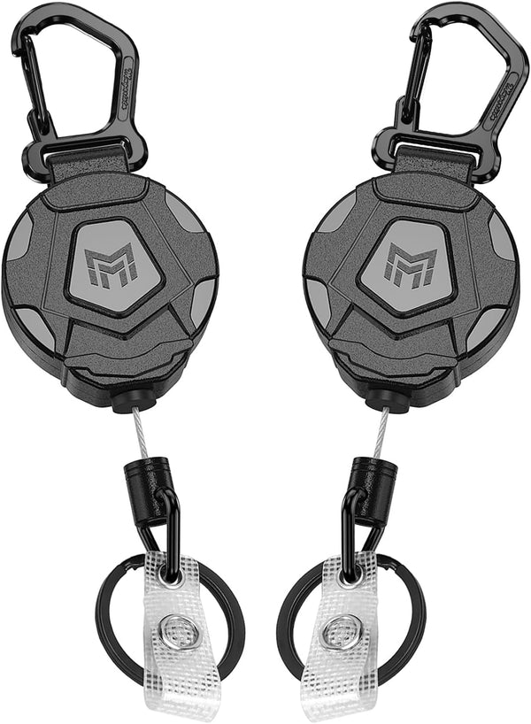 MNGARISTA 2-Pack Heavy Duty Retractable Keychain, Tactical ID Badge Reel with 31.5” Steel Cord, 8.0 oz