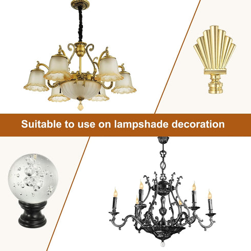 1/4-27 4Pcs PATIKIL Lamp Finial Cap for Lampshade Harp Top, Cap Nut Screw Cap Knob Clear Bubbles Ball Shaped Crystal
