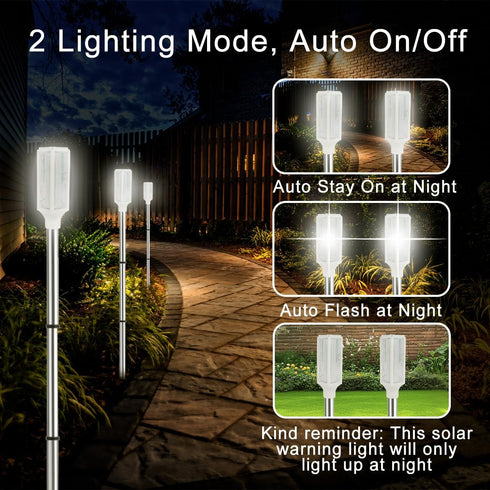2 4 Pack 30 Inches Aolyty Solar Lights Outdoor, Waterproof Driveway Markers Reflective, Warning Flash Light