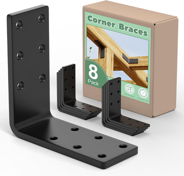 L Brackets for Wooden Furniture,8 Pcs 3''x3''x1.2'' Corner Braces,11-ga Extra Thick Heavy