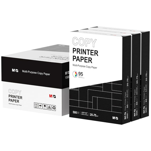 M&G Multipurpose Copy Printer Paper, 8.5 x 11, 20lb, 3 Ream (1500