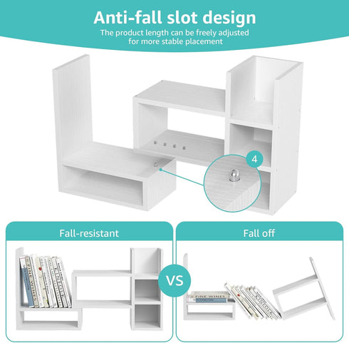 NUTIKAS Desk Shelves Desktop Organizer Shlef - White Office Organization for Top of Desk Organizers and Accessories