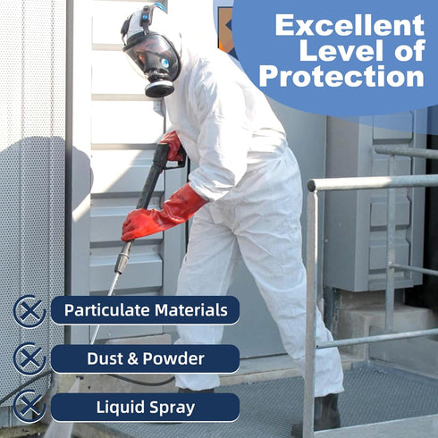 ETERNA Hazmat Suits, Disposable Protective Coverall with Hood, Zipper, Elastic Wrists, Shoe Covers for Men & Women