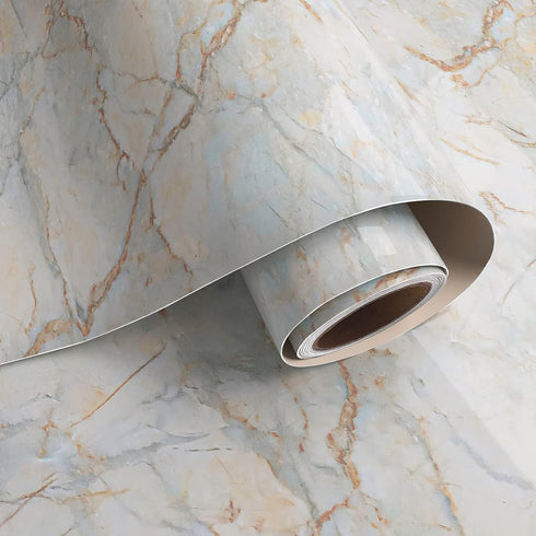 VaryPaper 15.7"x78.7" Glossy Marble Contact Paper, Waterproof Peel and Stick Wallpaper for Kitchen Cabinets