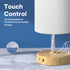 ALACOO 3 Dimmable Small Bedside Table Lamp for Bedroom - Way Touch Lamp with USB Charging Station and AC Outlet, Wood