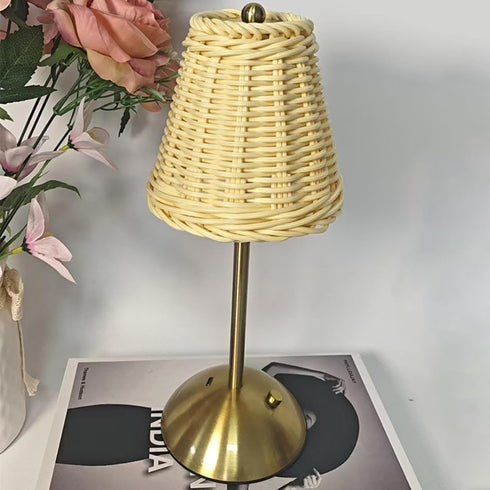 Generic Dimmer, Rattan Table Lamp,Wicker Night Light with Touch LED Portable Lamp for Home Decor, Rechargeable USB