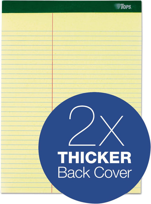 Tops Docket Writing Pads, 100 Sheets, Extra-Strong Back, 8-1/2" x 11-3/4", Perforated, Canary, 6 Pack (63396)