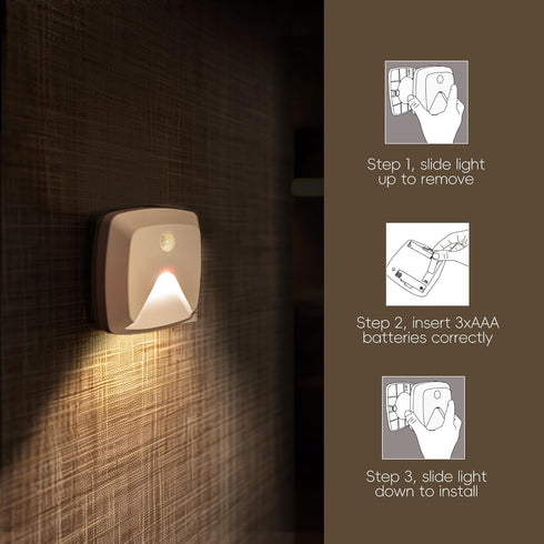6-Pack Closet innofox Stick-on Motion Sensor Lights, Warm White LED Night Light, Stick-Anywhere Stair Lights, Light