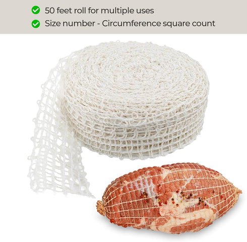 50ft 28, 8.5" The Sausage Maker Meat Netting Roll Size Elastic Butchers Twine Cooking String Food Net For Large