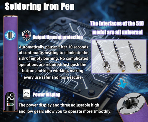 510 650mAh 3Speed Thread Battery Professional Cordless Soldering Iron with LED Display Precise Temp Control