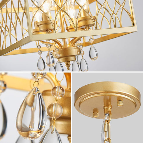K9 Farmhouse Crystal Chandelier Gold Modern Crystal Ceiling Chandelier Lighting Fixture, Hanging Pendant Light Fixture