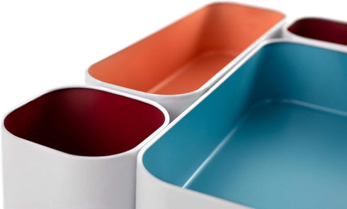 Three by Three Seattle 5 Piece Metal Organizer Tray Set for Storing Makeup, Stationery, and More
