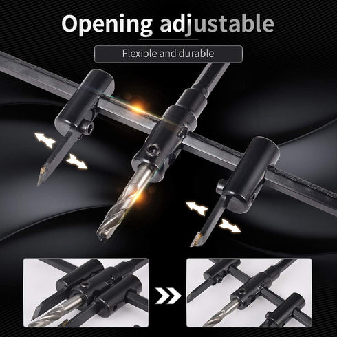 KATUR Adjustable Circle Hole Cutter Saw Kit, 30mm to 200mm Wood Drywall Drill Bit for DIY