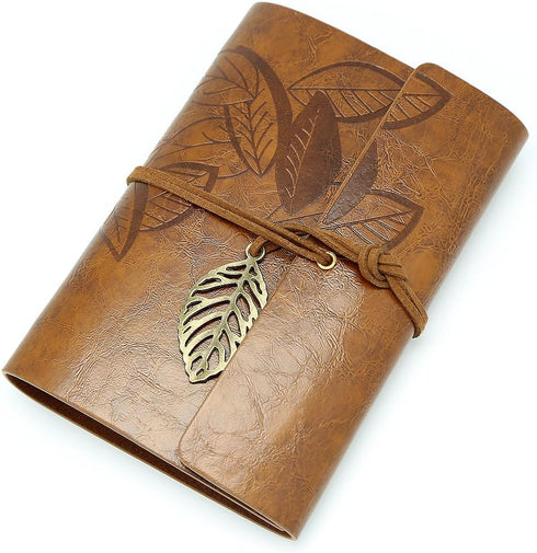 EvZ Vintage Dark Brown PU Leather Cover Loose Leaf Blank Notebook, 7 Inches Journal Diary Gift