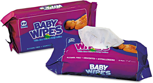 Royal Baby Wipes Refill Pack with Unscented in White - 80/Pack