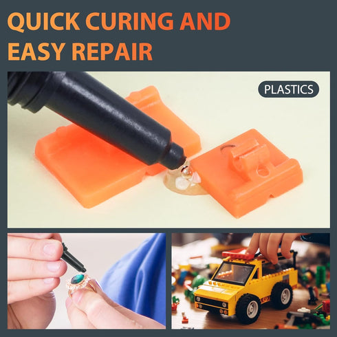 UV Glue Kit with UV Light, Liquid Plastic Welder, Glass Repair Fluid - Cures Quickly, Plastic, Glass, Metal Adhesive