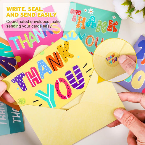 60 Pack 4x6 Inch Thboxes Thank You Cards with Envelopes, Thank You Cards Bulk with Envelopes & Stickers Greeting Card