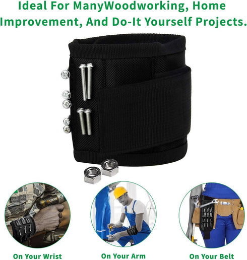 Magnetic Tray Set, 2PC Magnetic Tool Trays and Black Magnetic Wristband, Best Gift for DIY Handyman