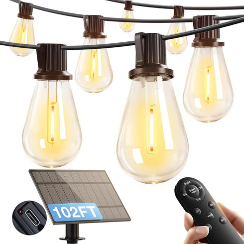 addlon 102FT(96FT+6) Solar String Lights Outdoor Waterproof with USB Port & Remote
