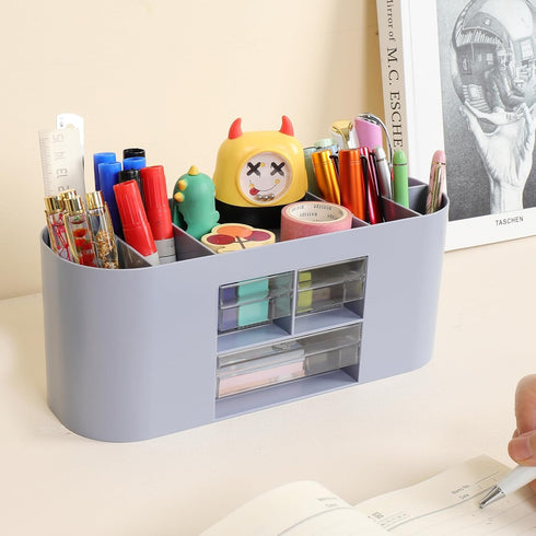 Pencil Pen Holder for Desk with 3 Drawers - All-In-One Stylish Desk Organizer for Office Use