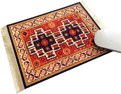 Inusitus 4-Pack Oriental Rug Mouse Pads Mini Carpet Style Mousepads with Fringe, Non-Slip Rubber Base, Aesthetic Desk