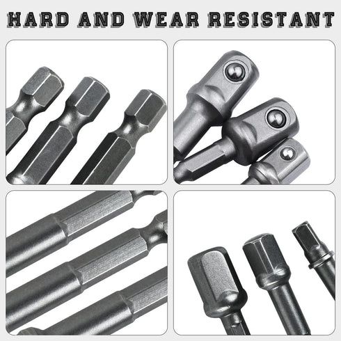 8 Pcs Drill Bit Adapter Set, Impact Grade Socket Adapter for Screwdriver, Cordless Drill