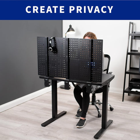 VIVO Steel Clamp-on Desk Pegboard, 12 x 20 inch Privacy Panel, Magnetic Organizer for Above or Under Desk, Black
