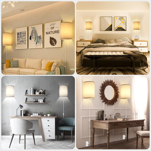 3 Set Plug in Wall Sconce, Color Wall Sconces of Two, Industrial Lamp with Plug in Cord, Rustic Wall Sconce Fixture