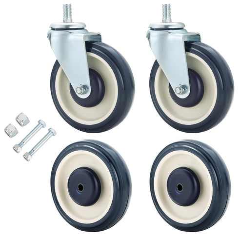 Shopping Cart Wheels Replacement Kit | 5 Inch 4 Pack, 2 Stemless
