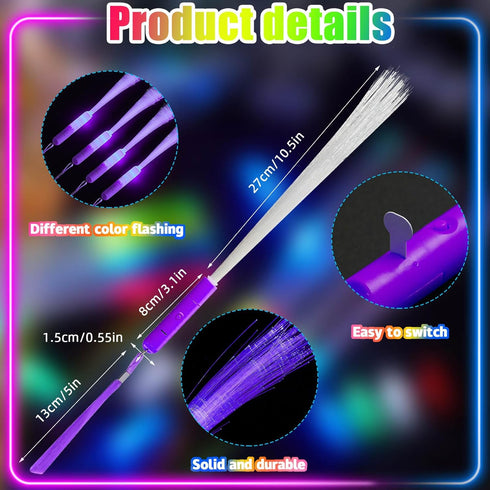 36 3 Skylety Pcs Fiber Optic Wand, LED Fiber Optic Wand with Light Modes, Glow Fibers Optics Sticks for Wedding Neon