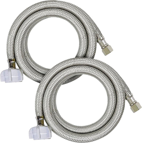 Everflow Supplies 27420-NL 20" No Lead Stainless Steel Braided Tank Supply Line, 3/8" Compression Fitting