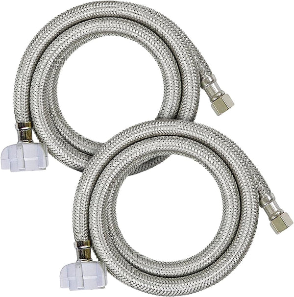 27416-NL-2 Toilet Connector, 16 Inch Braided Stainless Steel Hose, 3/8 Compression x 7/8 Female Ballcock Nut