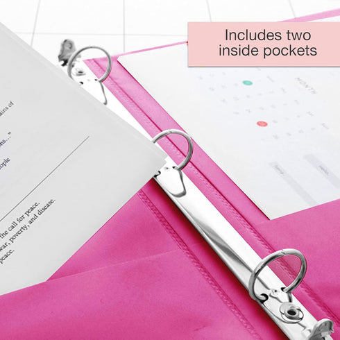 BAZIC 3 Ring Binder 1.5" Economy View Binders Organizer - Fuchsia, Round Ring, Holds 250 Sheets, 2-Count
