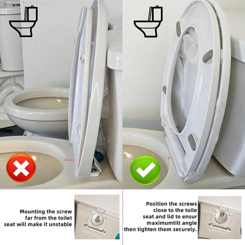 (16.53x14.37) White toilet seat, with soft-close hinges, non-slip pads, made of plastic, durable and easy to clean