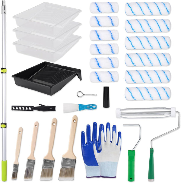 Noarixa 29 PCS Paint Roller Kit with Extension Pole, 2 to 4 FT