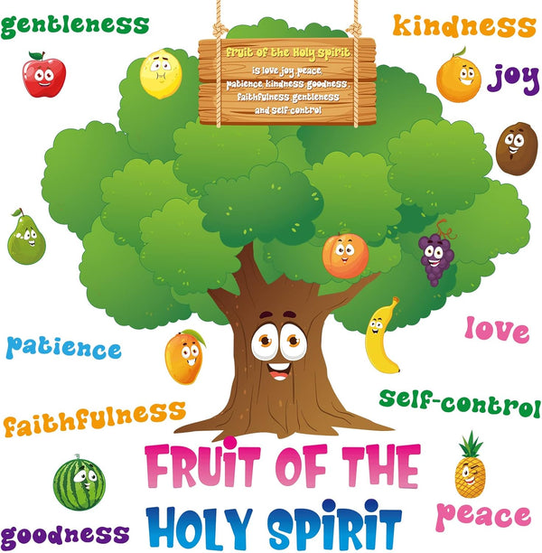 Classroom Tree Bulletin Board Set, Tree Cutouts for Elementary School Teacher Chalkboard Supplies (Fruit Style)