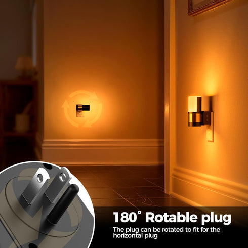 2 Pack Dimmable 3CCT Amber/3000K/5000K 360 Briignite Night Lights Plug into Wall, Night Light for Kids, Adjustable