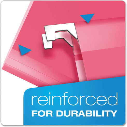 Pendaflex Reinforced Hanging File Folders, Pink, Letter Size, 25/BX, 1/5 Cut (4152 1/5 PIN)