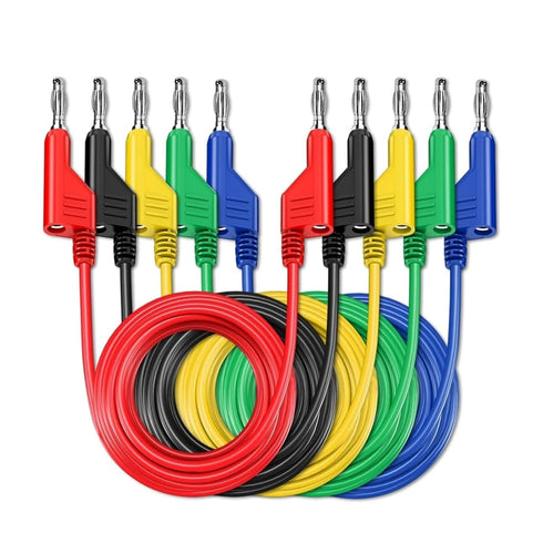 Qingdinu 5PCS 4mm Copper Banana Plug to Multimeter Test Leads Soft PVC Cable
