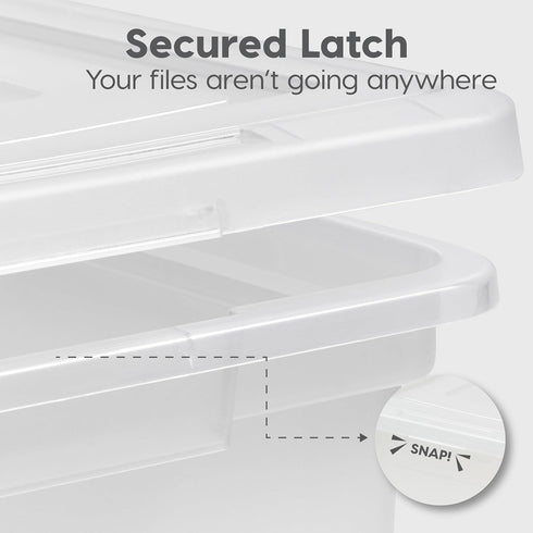 IRIS USA File Box Plastic Organizer for Letter/Legal File, Document Box, Storage Bin Tote with Secure Latching Lid