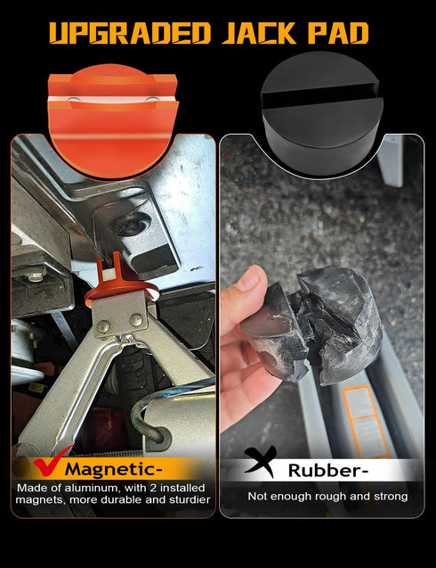 Pinch 0.45'' Pinch 2PCS) Universal Magnetic Jack Pad Aluminum Weld Adapter Slotted Weld Pad Puck for Floor Bottle